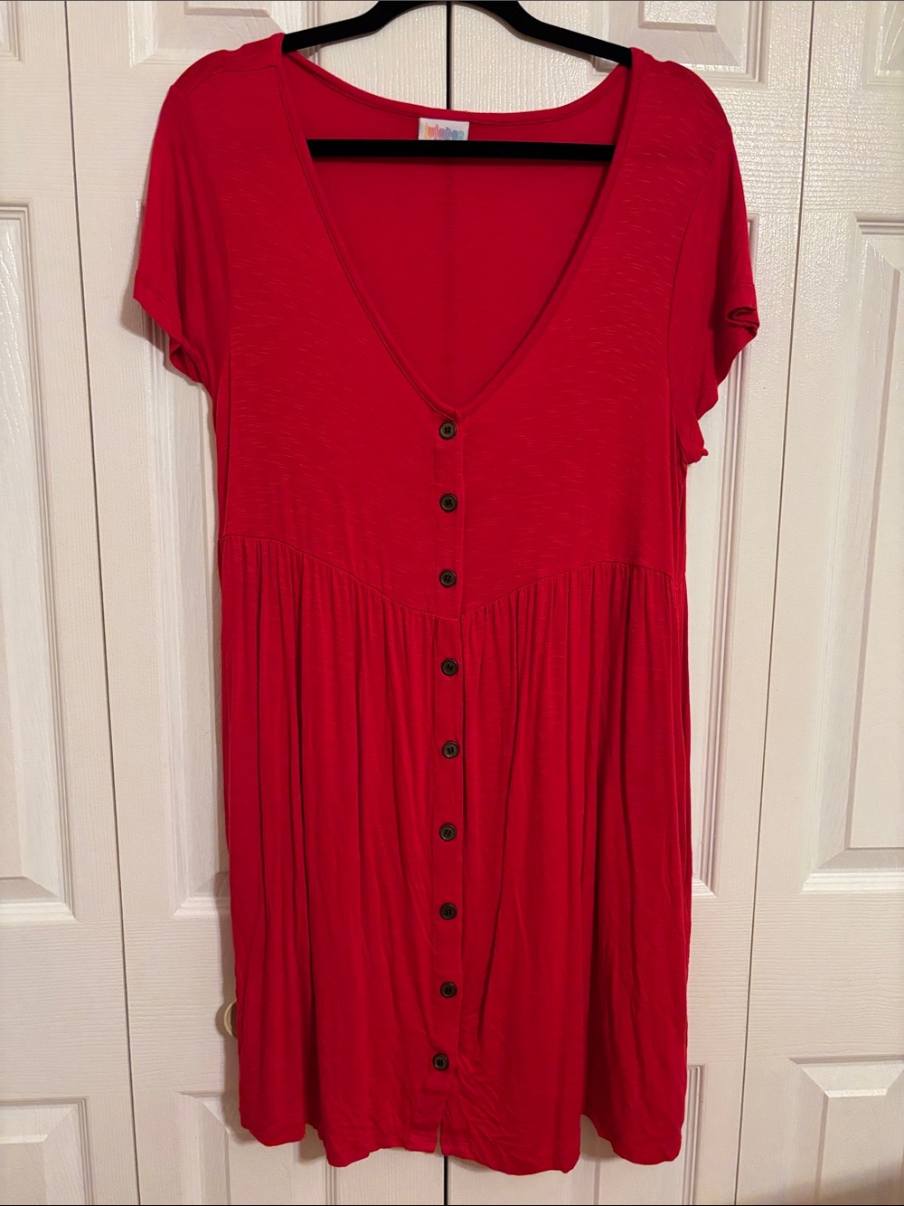 LuLaRoe Heidi Dress Red Button-Front Dress